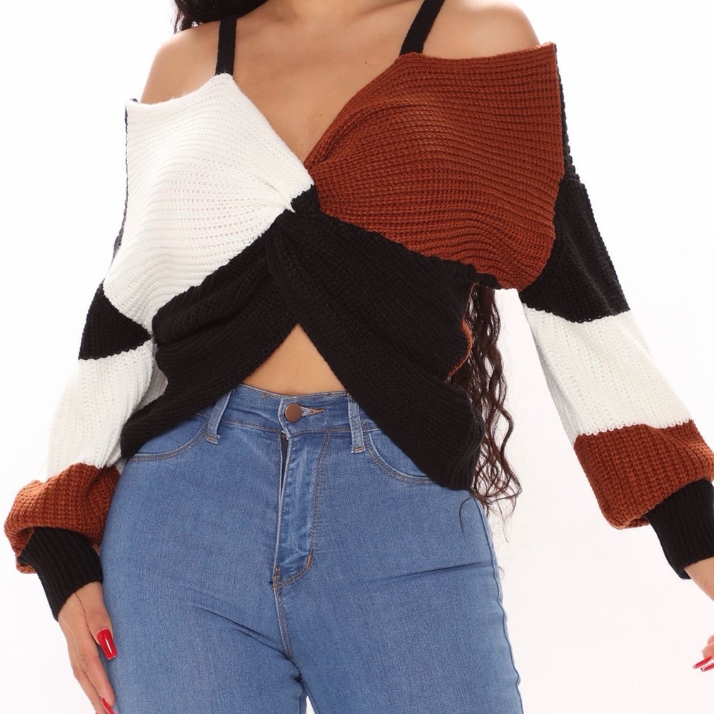 FASHION NOVA Fall Fave Striped Twist Sweater